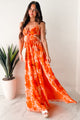 Truly Vibrant Floral Maxi Dress (Orange)