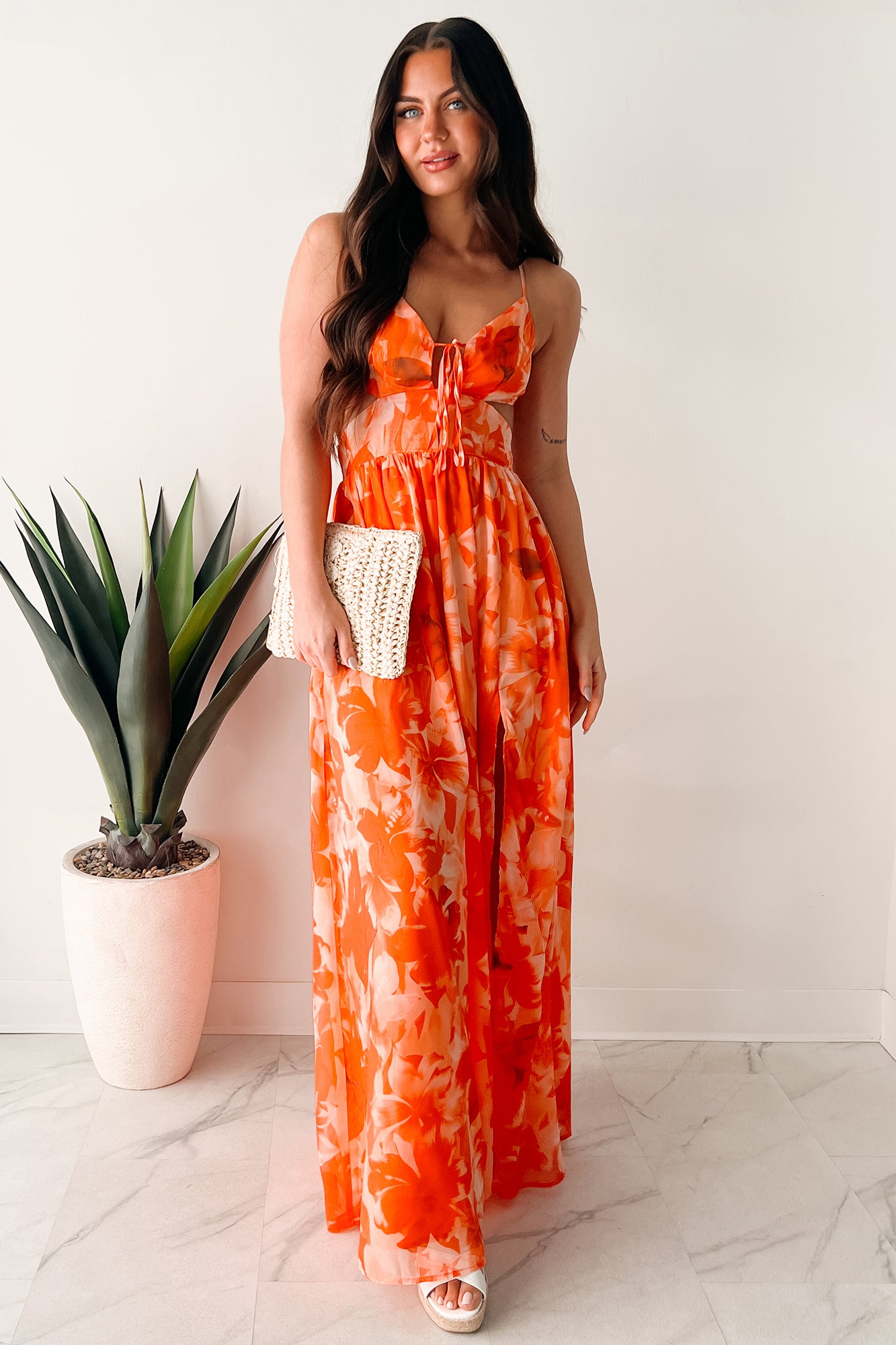 Truly Vibrant Floral Maxi Dress (Orange) - NanaMacs