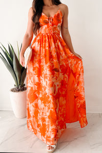 Truly Vibrant Floral Maxi Dress (Orange) - NanaMacs