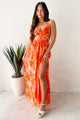 Truly Vibrant Floral Maxi Dress (Orange)