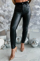 Artesia Judy Blue Faux Leather & Denim Skinny Jeans (Black) - NanaMacs