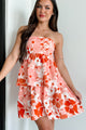 Somewhere Sunny Tiered Floral Denim Dress (Orange Multi) - NanaMacs