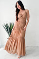 Strolling In Sicily Ruched Maxi Dress (Tan)