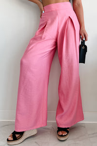 Energetic Response High Rise Pleated Wide Leg Pants (Pink) - NanaMacs