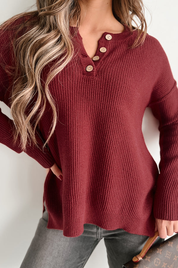 Joni Henley Sweater (Burgundy) - NanaMacs