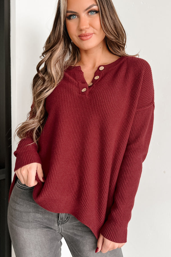 Joni Henley Sweater (Burgundy) - NanaMacs