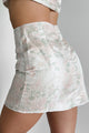 Lifetime Of Love Floral Jacquard Mini Skirt (Blush/Green) - NanaMacs