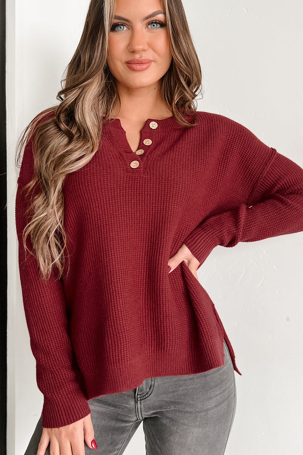 Joni Henley Sweater (Burgundy) - NanaMacs