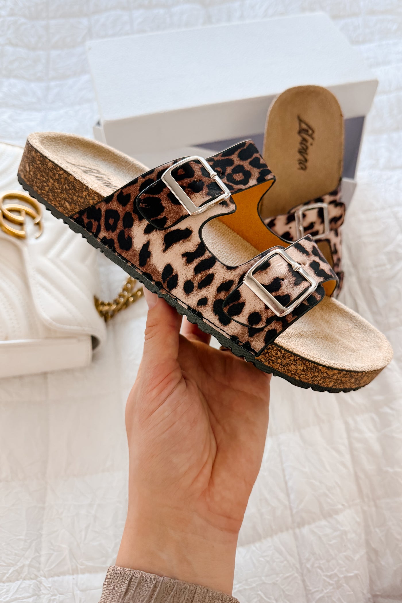 Unbothered & Unmatched Cork Double Strap Sandals (Leopard) - NanaMacs