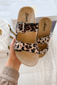 Unbothered & Unmatched Cork Double Strap Sandals (Leopard) - NanaMacs