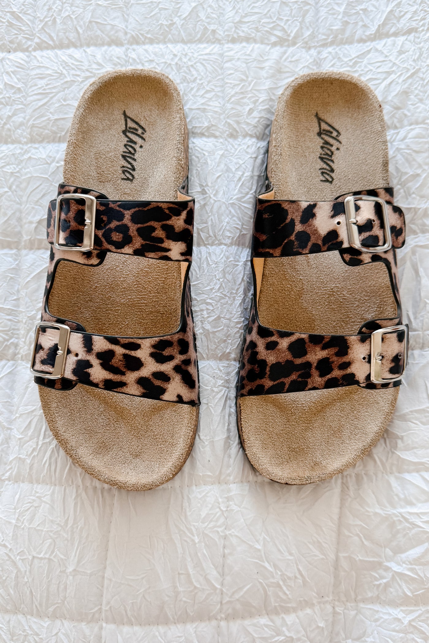 Unbothered & Unmatched Cork Double Strap Sandals (Leopard) - NanaMacs