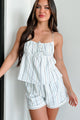 Whispers Of Summer Striped Tank & Shorts Set (White/Blue) - NanaMacs