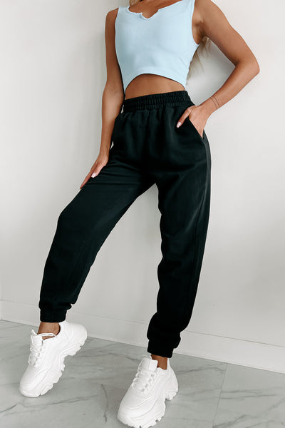 Damaris Fleece Jogger Sweatpants (Black) - NanaMacs