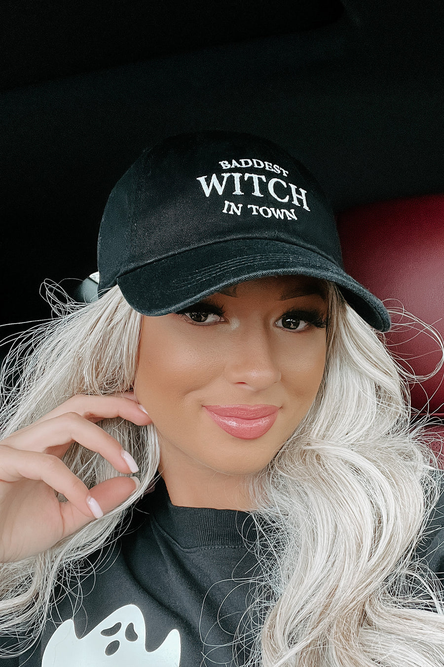 "Baddest Witch In Town" Embroidered Baseball Cap (Black) - NanaMacs