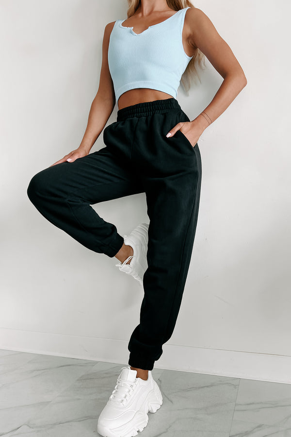 Damaris Fleece Jogger Sweatpants (Black) - NanaMacs