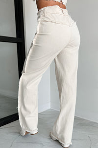 Roswell Frayed Seam Wide Leg Jeans (Off White Denim) - NanaMacs