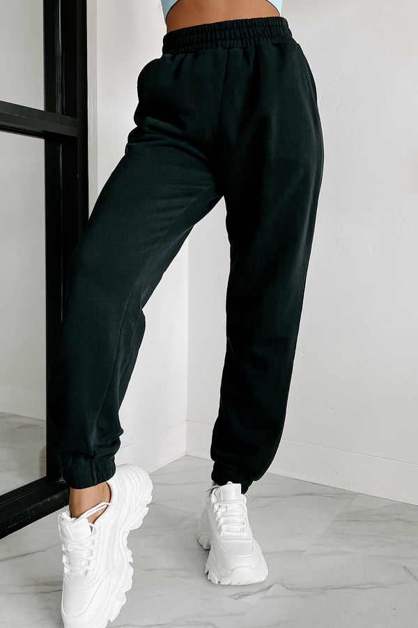 Damaris Fleece Jogger Sweatpants (Black) - NanaMacs