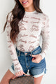 Rodeo Rowdy Graphic Mesh Long Sleeve Top (Ivory/Taupe) - NanaMacs