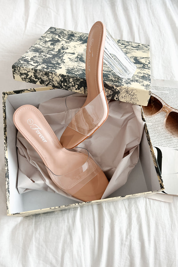 Chic Simplicity Clear Strap Lucite Heel (Nude) - NanaMacs