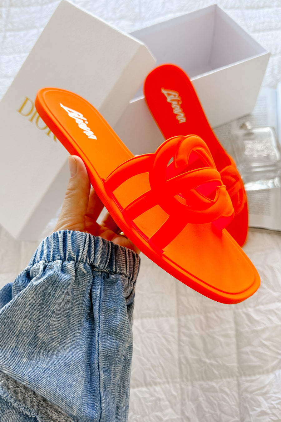 Party Animal Cut-Out Jelly Sandals (Orange) - NanaMacs