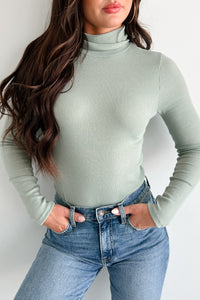 Seeking Validation Long Sleeve Turtleneck Bodysuit (Dusty Sage) - NanaMacs