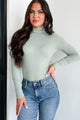 Seeking Validation Long Sleeve Turtleneck Bodysuit (Dusty Sage) - NanaMacs