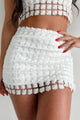 Futuristic Flair Lurex Crochet Mini Skirt (Shimmer White) - NanaMacs