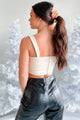 Memorable Encounter Faux Leather Crop Top (Ivory) - NanaMacs