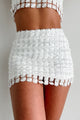 Futuristic Flair Lurex Crochet Mini Skirt (Shimmer White) - NanaMacs