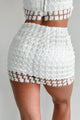 Futuristic Flair Lurex Crochet Mini Skirt (Shimmer White) - NanaMacs