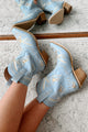 Small Town Roots Floral Stitch Western Booties (Blue) - NanaMacs