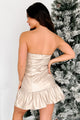 My Shining Moment Strapless Ruffled Faux Leather Dress (Champagne Gold) - NanaMacs