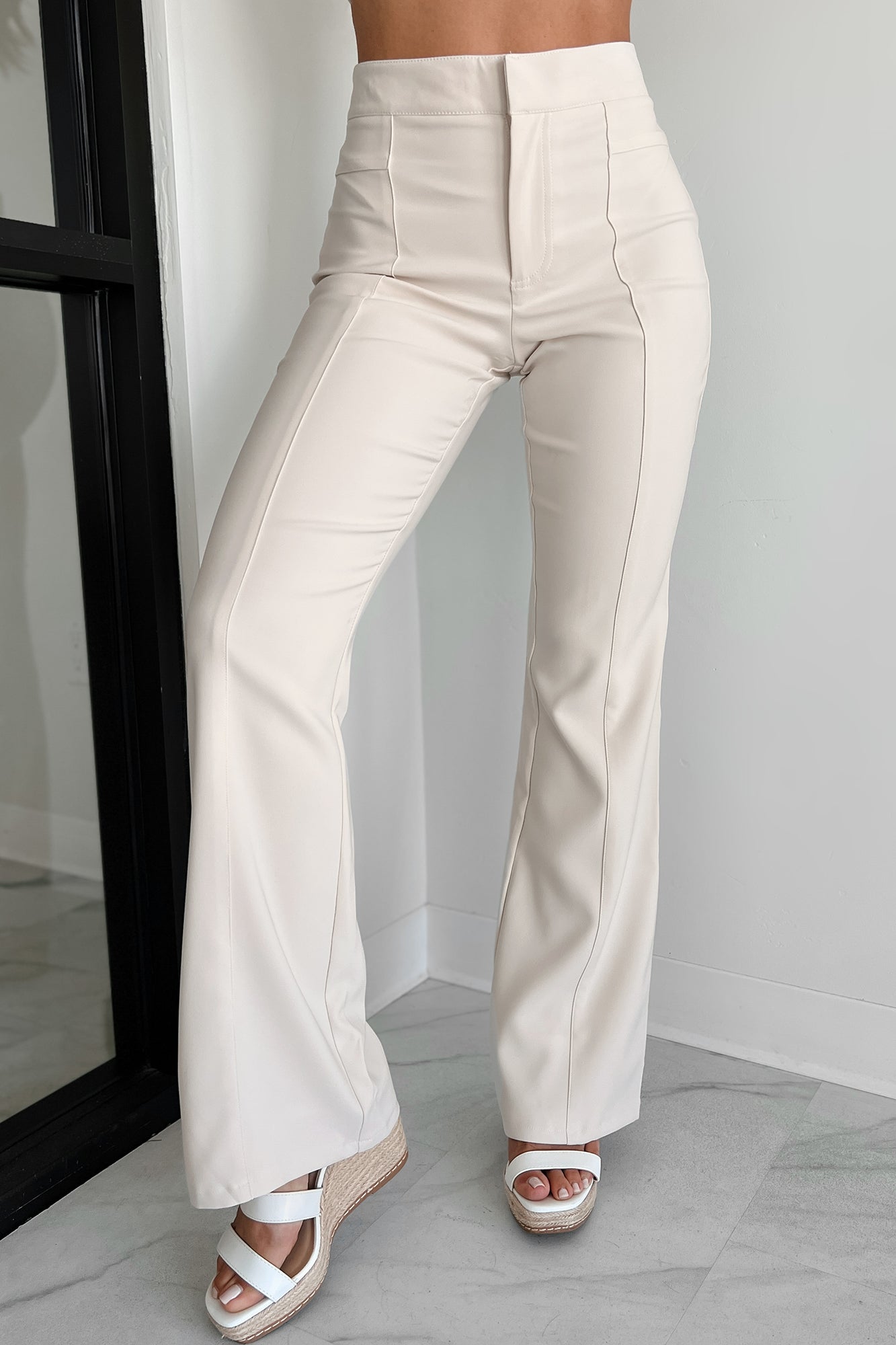 Confident Decisions High Waist Dress Pant (Cream) - NanaMacs