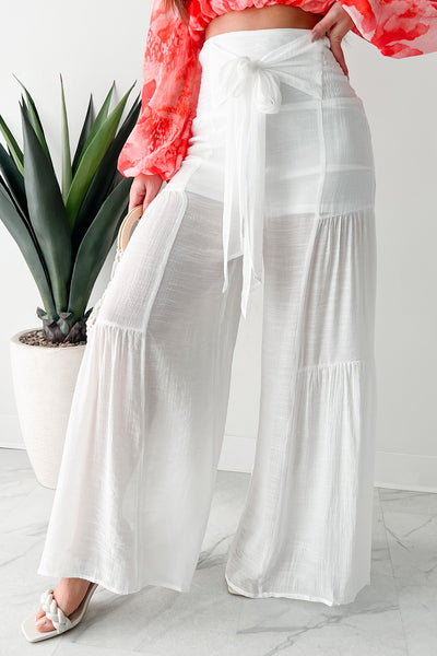 That Time Of Year Tiered Flowy Pants (White)