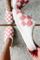 The Cozy Life Fuzzy Checker Slippers (Blush/Cream) - NanaMacs