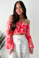 Polished To Perfection Off Shoulder Crop Top (Red Magenta)