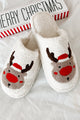 Hey Rudolph Fuzzy Reindeer Slippers (White/Reindeer) - NanaMacs