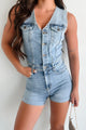 Into The Storm Stretch Denim Romper (Light) - NanaMacs