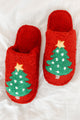 Doing Just Pine Fuzzy Christmas Tree Slippers (Red) - NanaMacs