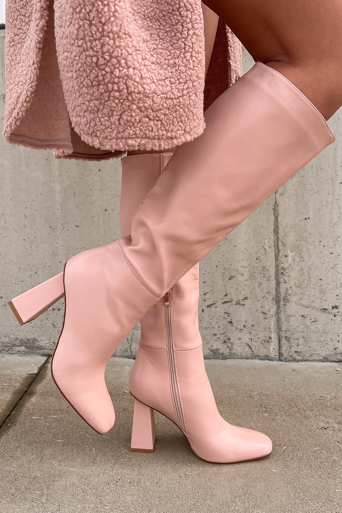 Scoring An Invite Faux Leather Knee High Billini Boots (Pink) - NanaMacs