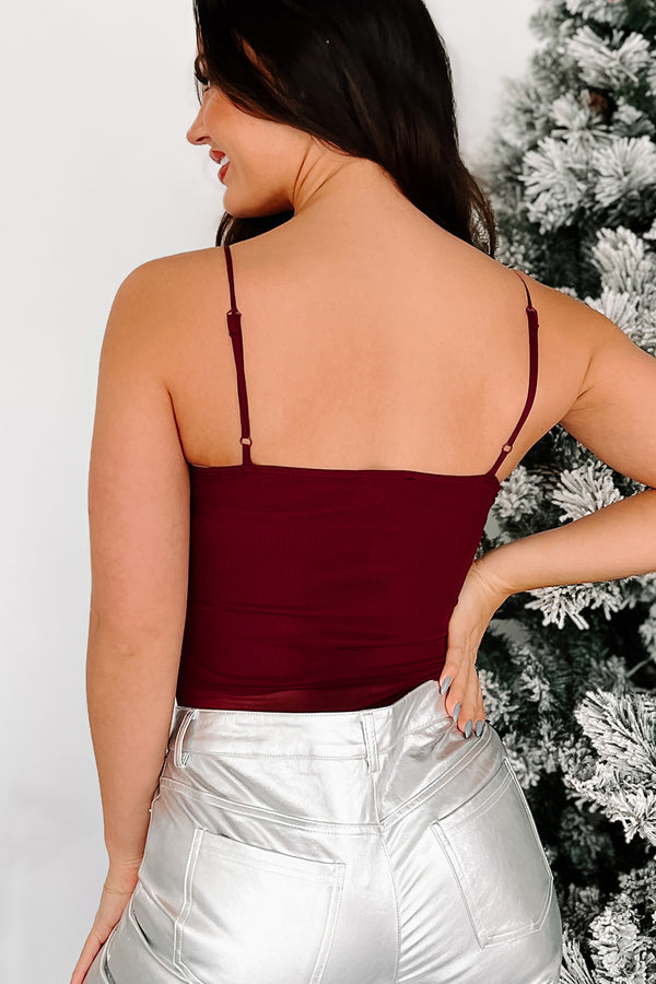 Out With My Girls Pearl Mesh Bodysuit (Dark Cherry) - NanaMacs