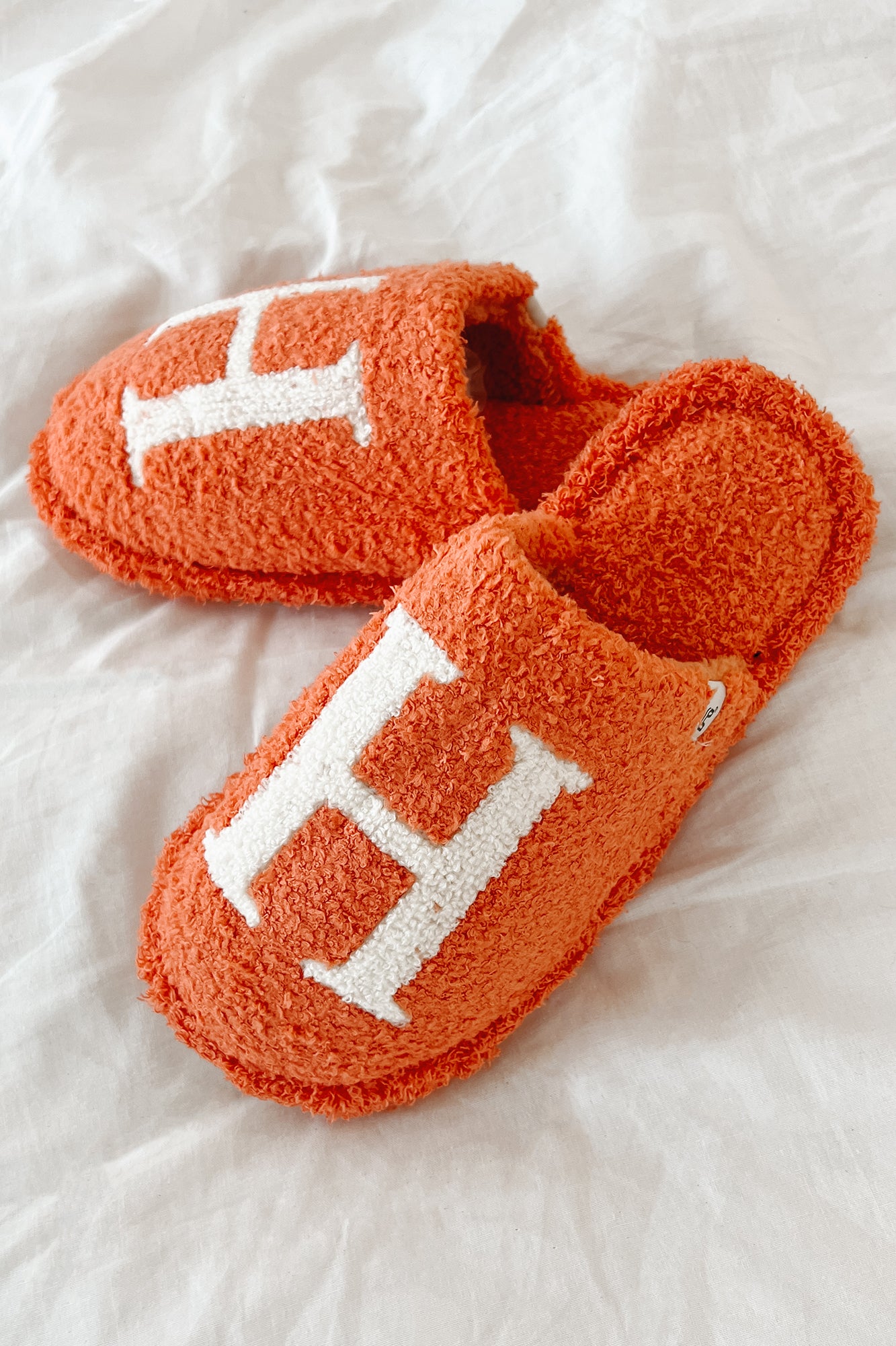 My Bedtime Glam Fuzzy "H" Slippers (Orange) - NanaMacs