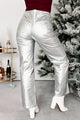 Moon Mission Metallic Faux Leather Pants (Silver)