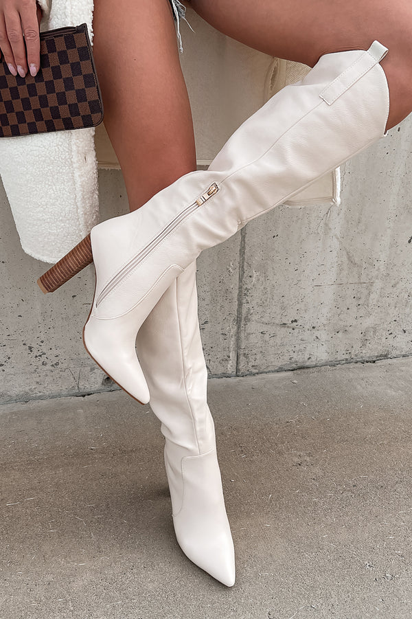 Hot Off The Press Knee High Billini Boots (Ivory) - NanaMacs