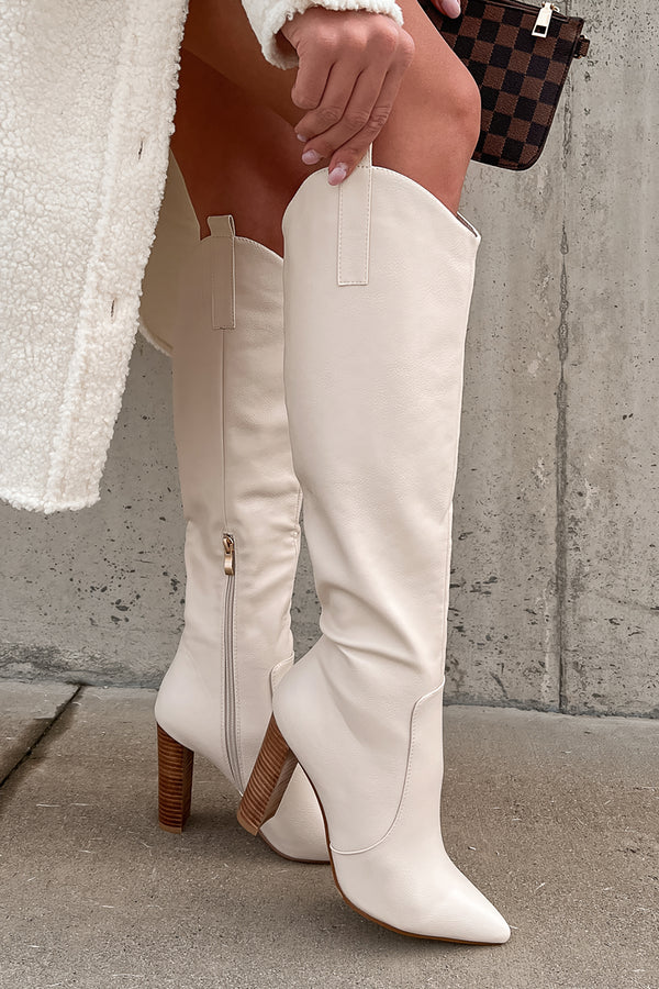 Hot Off The Press Knee High Billini Boots (Ivory) - NanaMacs