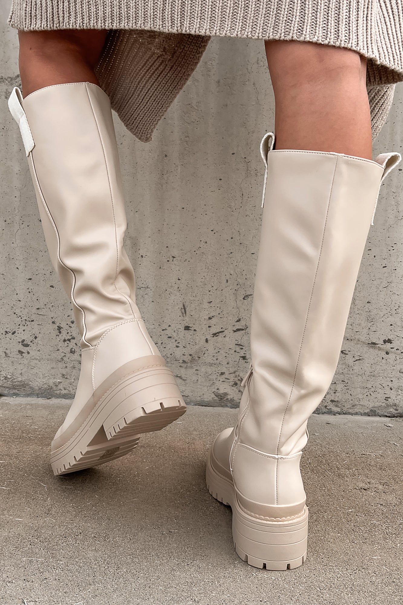 Womens beige clearance knee high boots