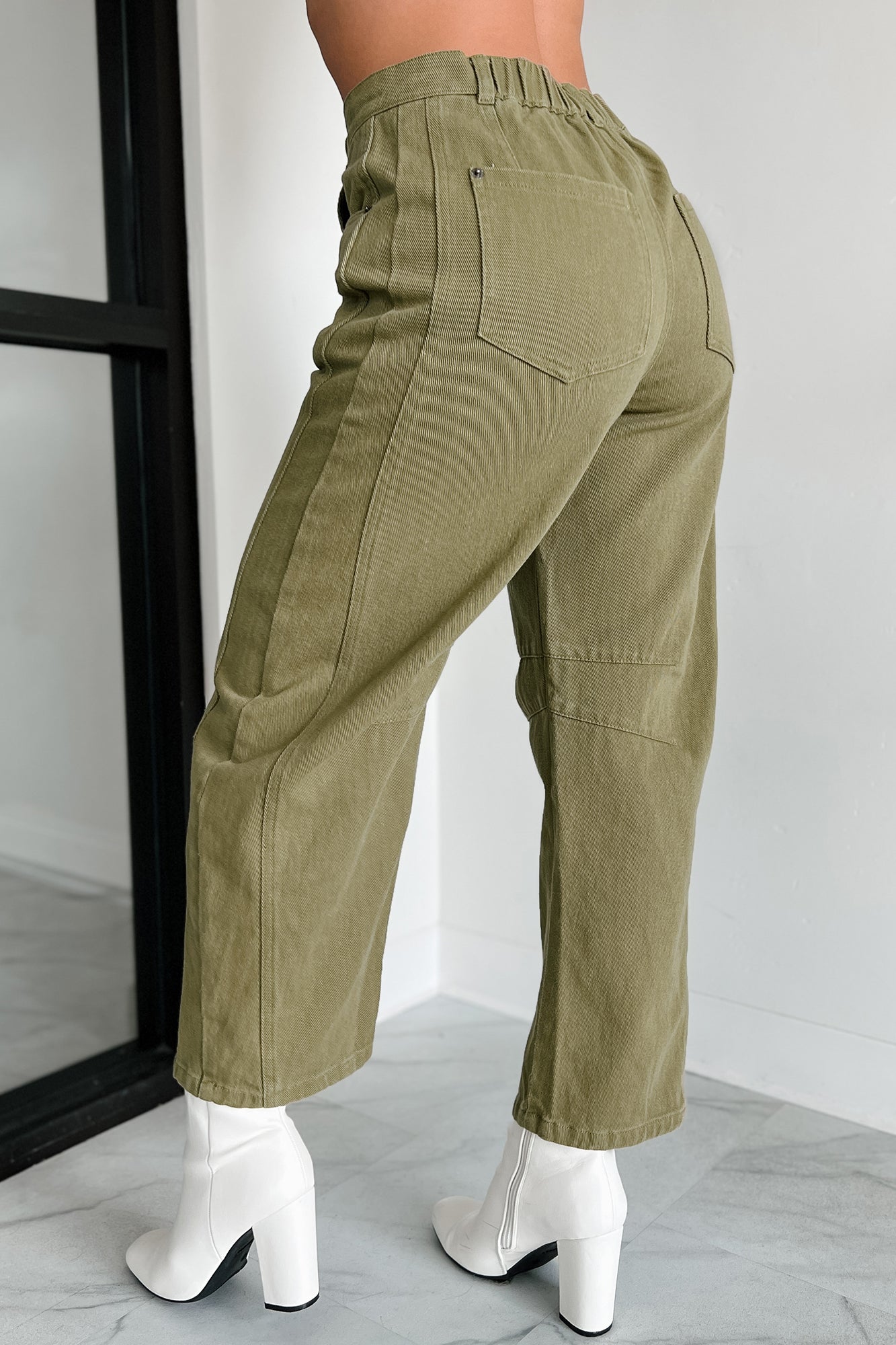 Hansen Hight Rise Barrel Jeans (Olive) - NanaMacs