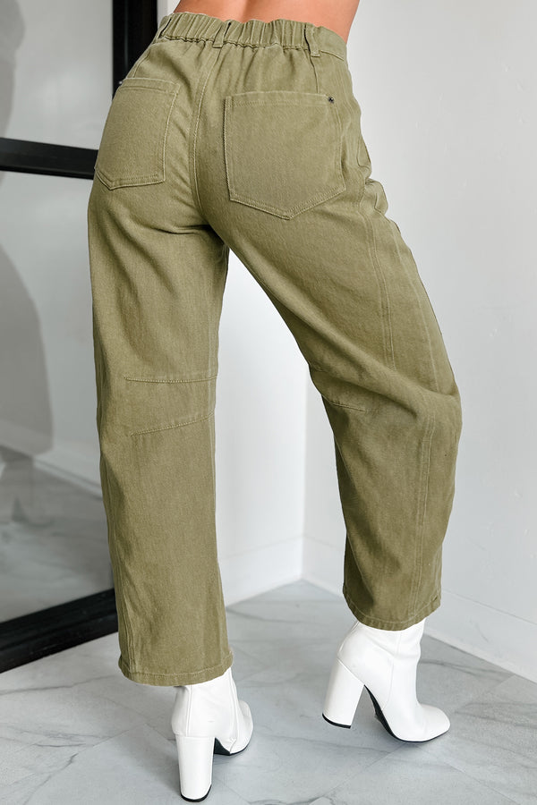 Hansen Hight Rise Barrel Jeans (Olive) - NanaMacs