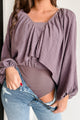 Great Ambition Bubble Sleeve Bodysuit (Plum) - NanaMacs