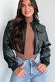 Take A Hint Quilted Faux Leather Bomber Jacket (Black) - NanaMacs